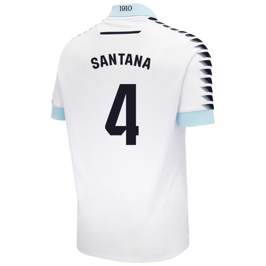 Criança Camisola María Del Carmen Santana Vázquez #4 Azul Branco Alternativa 2024/25 Camisa Brasil