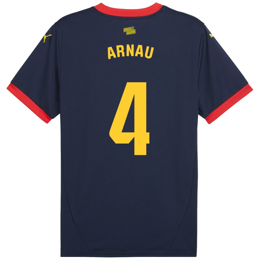 Criança Camisola Arnau Martínez #4 Vermelho Marinho Alternativa 2024/25 Camisa Brasil