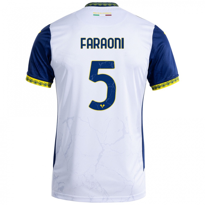 Criança Camisola Davide Faraoni #5 Azul Branco Alternativa 2024/25 Camisa Brasil