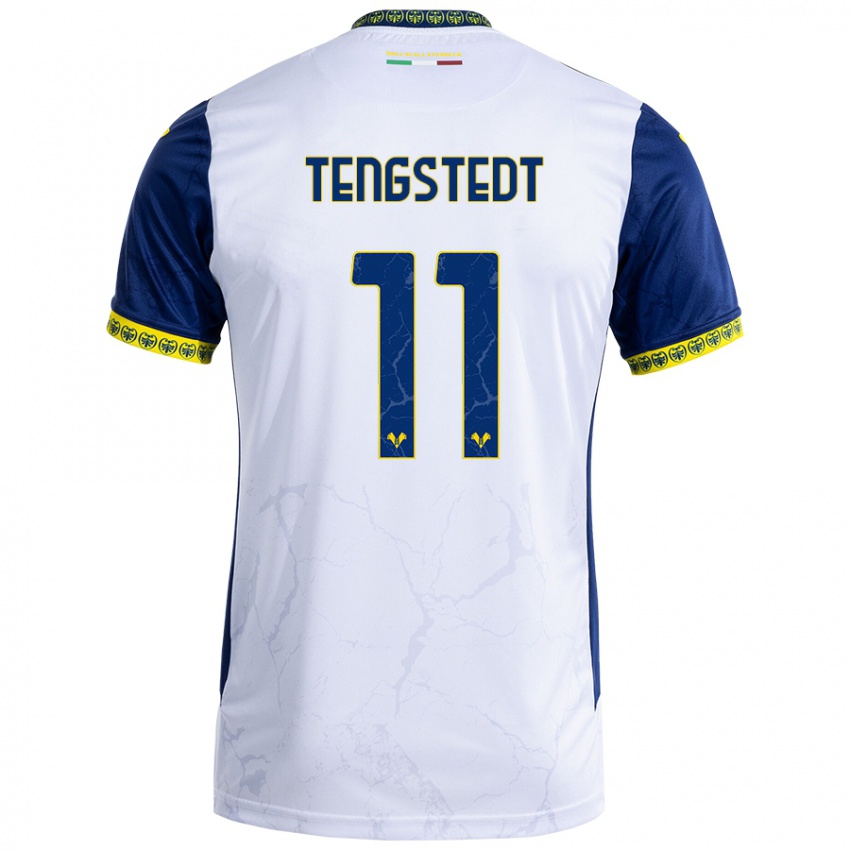 Criança Camisola Casper Tengstedt #11 Azul Branco Alternativa 2024/25 Camisa Brasil