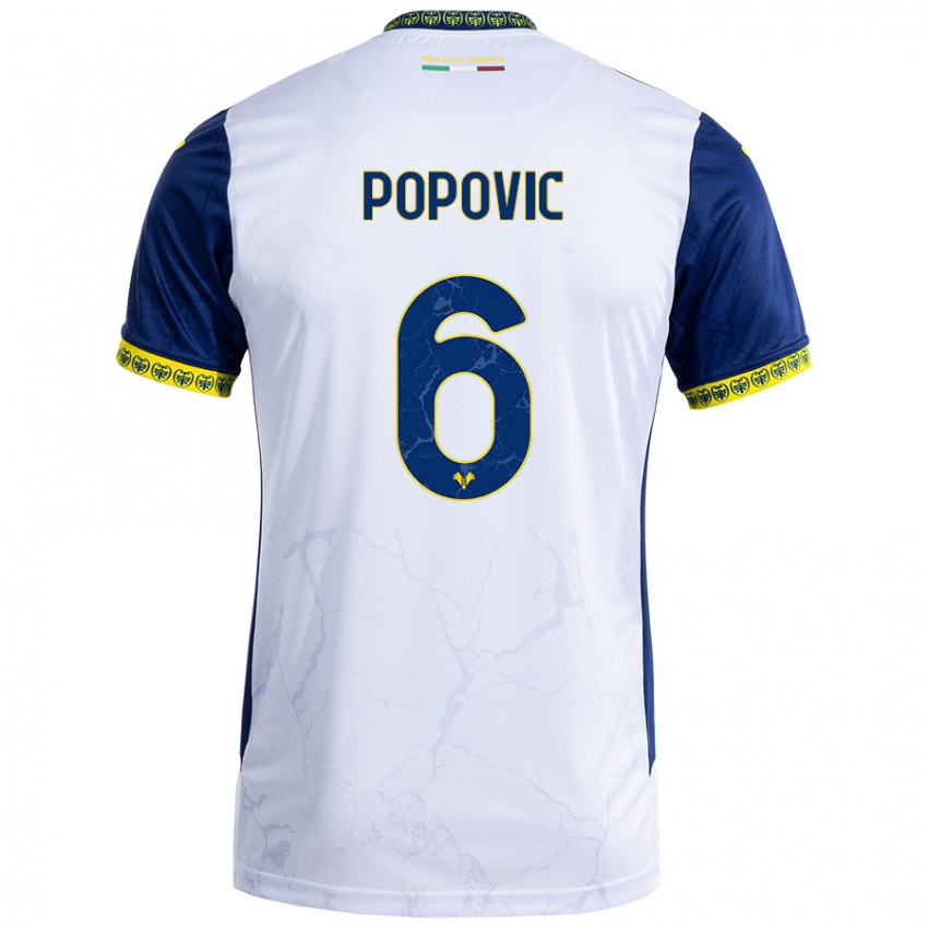 Criança Camisola Andrej Popovic #6 Azul Branco Alternativa 2024/25 Camisa Brasil