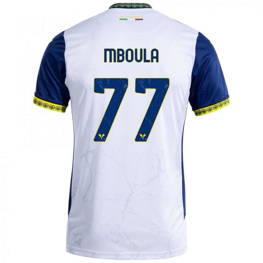 Criança Camisola Jordi Mboula #77 Azul Branco Alternativa 2024/25 Camisa Brasil