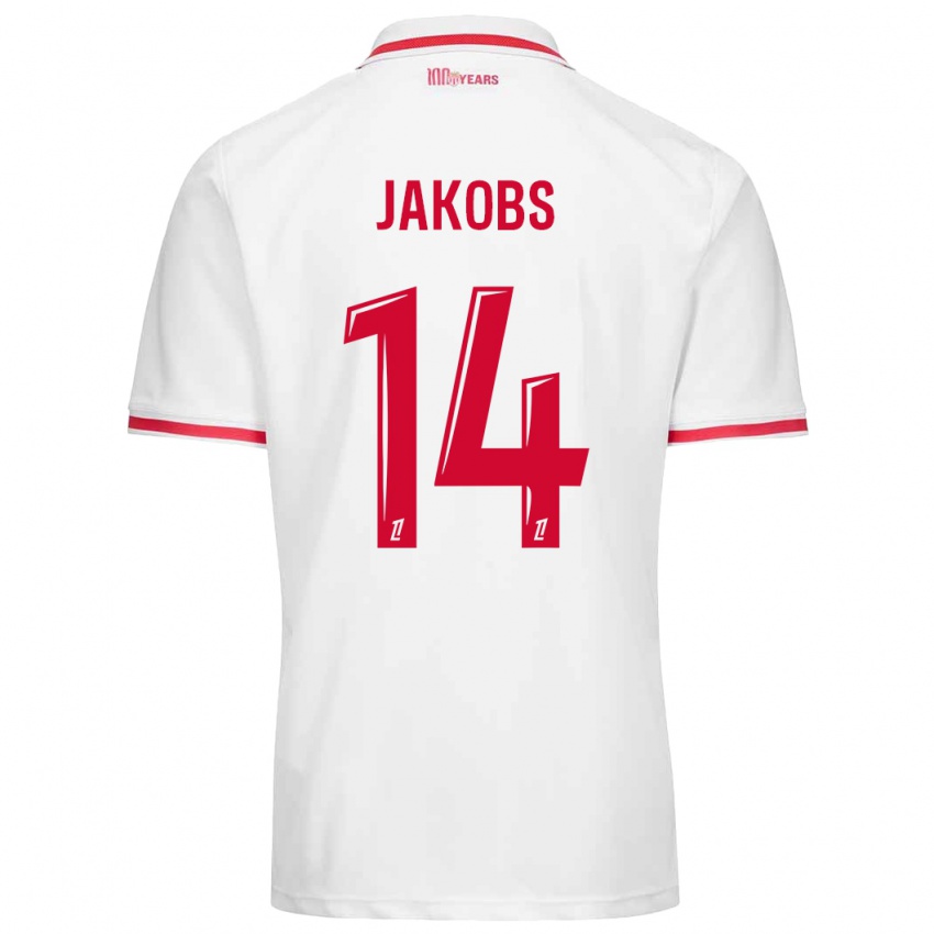 Homem Camisola Ismail Jakobs #14 Vermelho Branco Principal 2024/25 Camisa Brasil