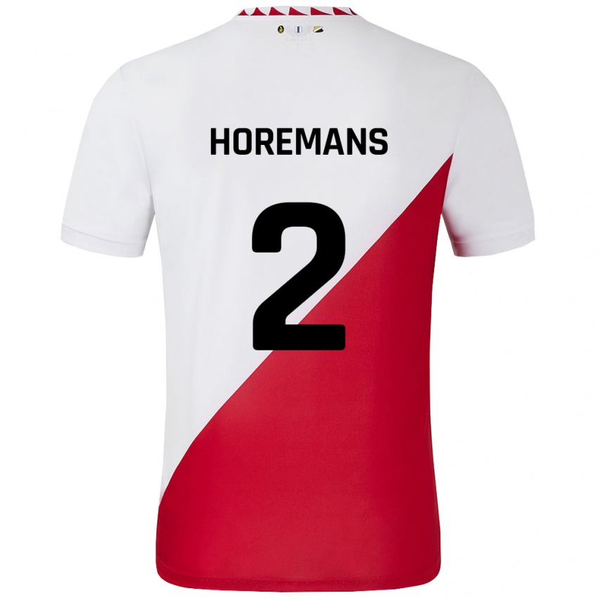 Homem Camisola Siebe Horemans #2 Vermelho Branco Principal 2024/25 Camisa Brasil