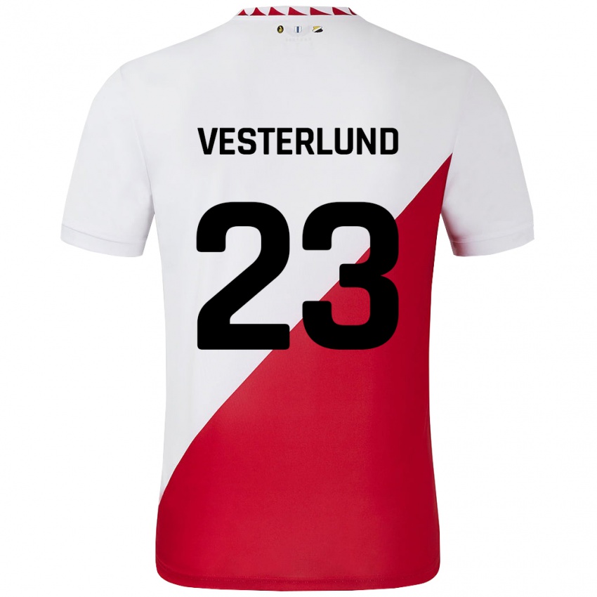 Homem Camisola Niklas Vesterlund #23 Vermelho Branco Principal 2024/25 Camisa Brasil