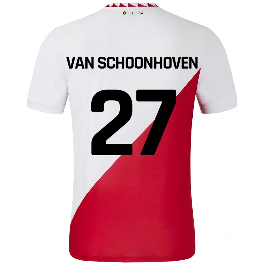 Homem Camisola Nurija Van Schoonhoven #27 Vermelho Branco Principal 2024/25 Camisa Brasil