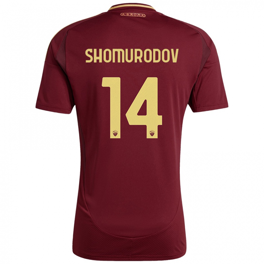 Homem Camisola Eldor Shomurodov #14 Ouro Castanho Vermelho Principal 2024/25 Camisa Brasil