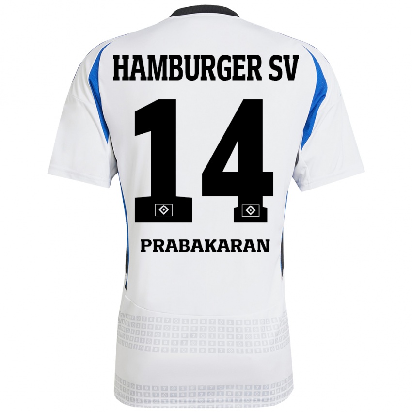 Homem Camisola Nilavan Prabakaran #14 Azul Branco Principal 2024/25 Camisa Brasil