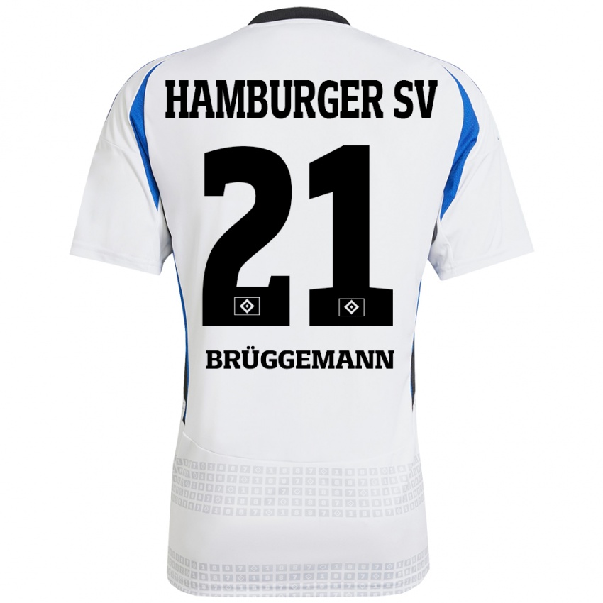 Homem Camisola William Brüggemann #21 Azul Branco Principal 2024/25 Camisa Brasil