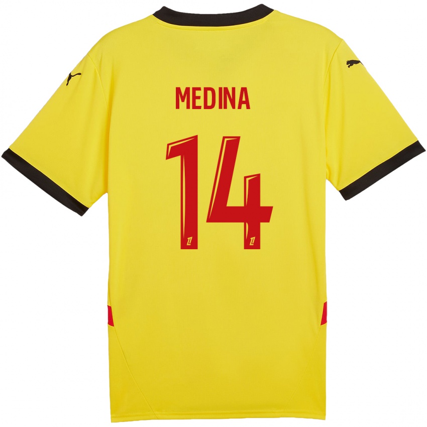 Homem Camisola Facundo Medina #14 Vermelho Amarelo Principal 2024/25 Camisa Brasil