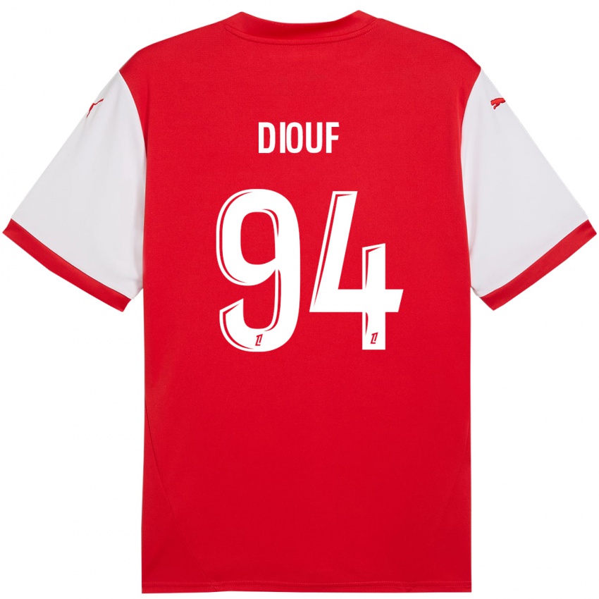 Homem Camisola Yehvann Diouf #94 Branco Vermelho Principal 2024/25 Camisa Brasil