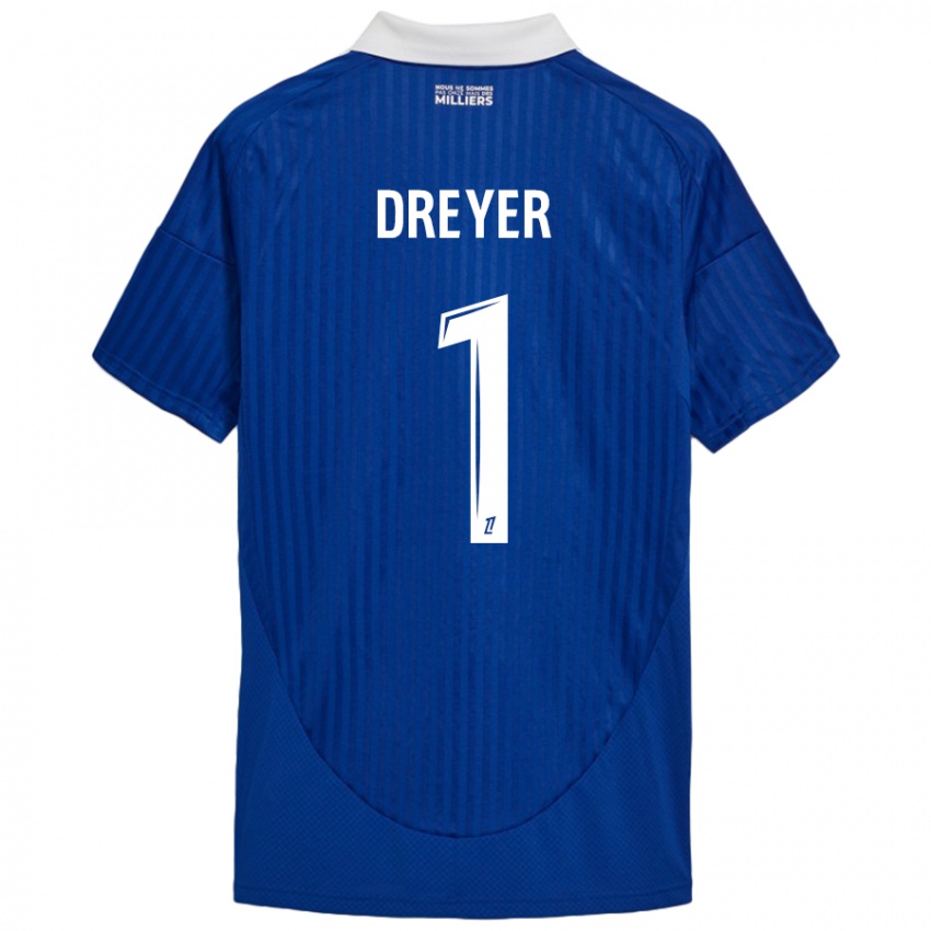 Homem Camisola Matthieu Dreyer #1 Branco Azul Principal 2024/25 Camisa Brasil