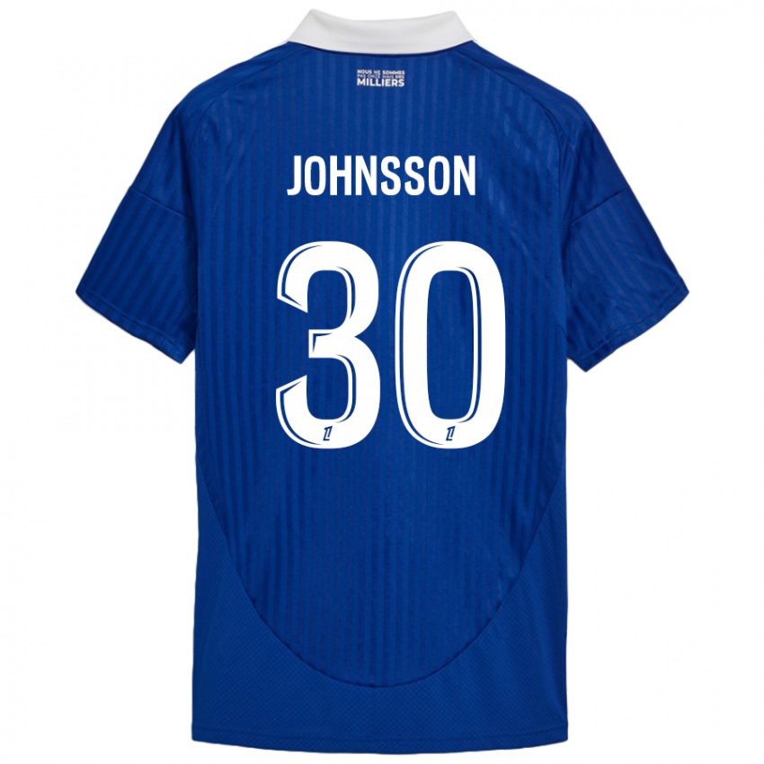 Homem Camisola Karl-Johan Johnsson #30 Branco Azul Principal 2024/25 Camisa Brasil