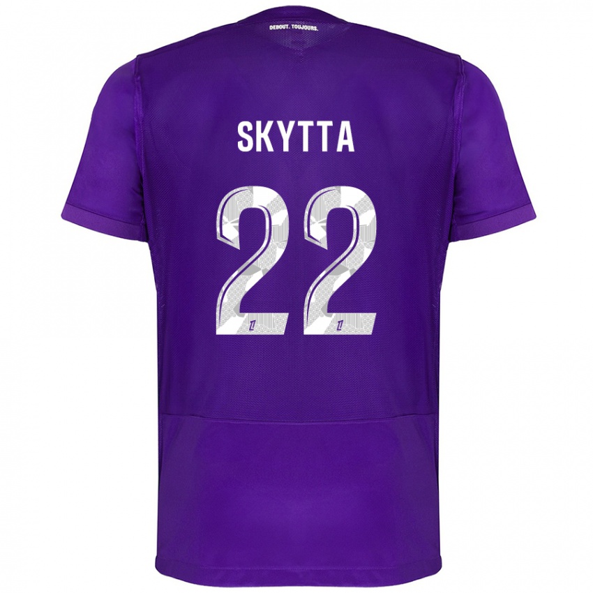 Homem Camisola Naatan Skyttä #22 Branco Roxo Principal 2024/25 Camisa Brasil