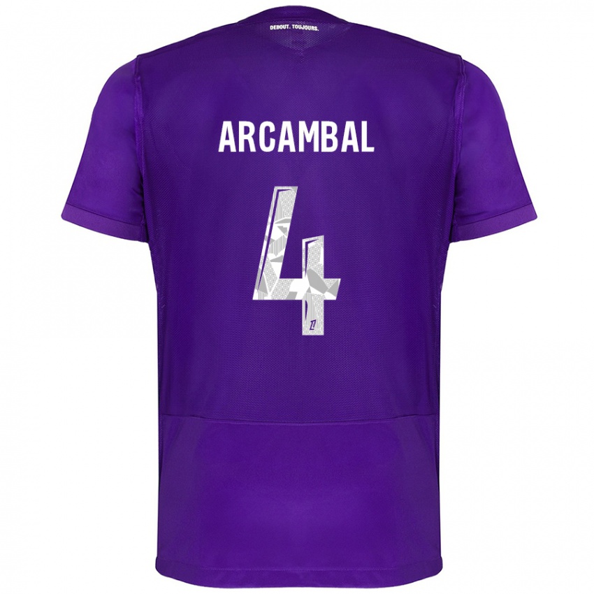 Homem Camisola Anais Arcambal #4 Branco Roxo Principal 2024/25 Camisa Brasil