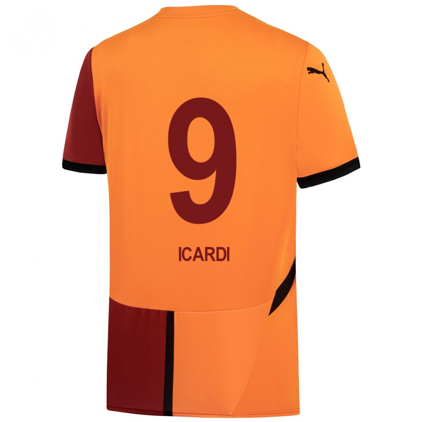 Homem Camisola Mauro Icardi #9 Vermelho Amarelo Principal 2024/25 Camisa Brasil