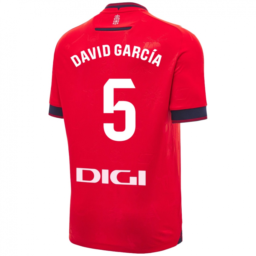 Homem Camisola David García #5 Branco Vermelho Principal 2024/25 Camisa Brasil