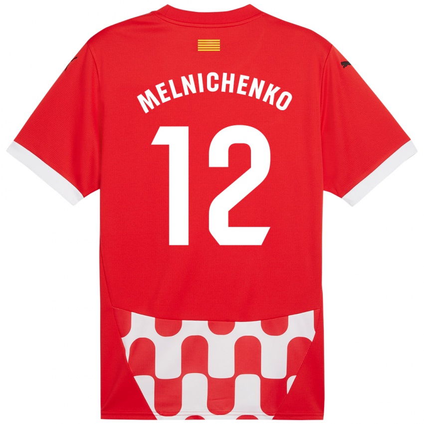 Homem Camisola Dmytro Melnichenko #12 Branco Vermelho Principal 2024/25 Camisa Brasil