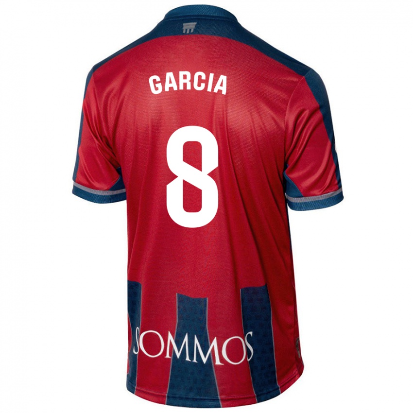 Homem Camisola David García #8 Azul Vermelho Principal 2024/25 Camisa Brasil