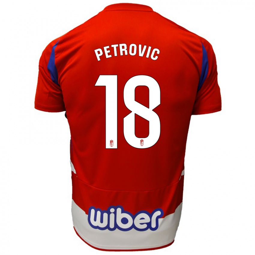 Homem Camisola Njegos Petrovic #18 Azul Vermelho Branco Principal 2024/25 Camisa Brasil