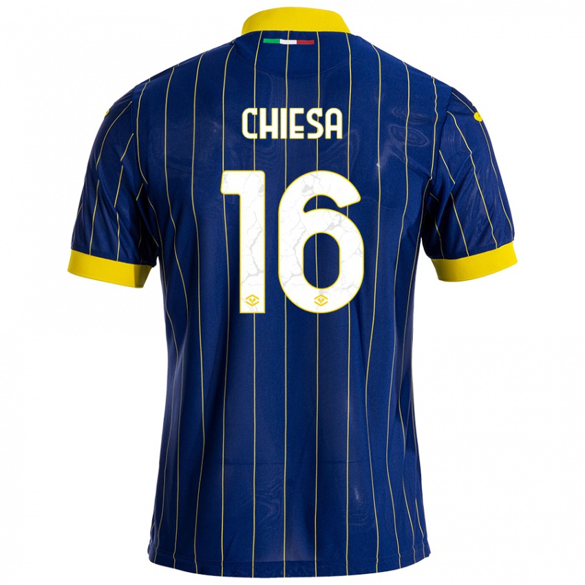 Homem Camisola Mattia Chiesa #16 Azul Amarelo Principal 2024/25 Camisa Brasil