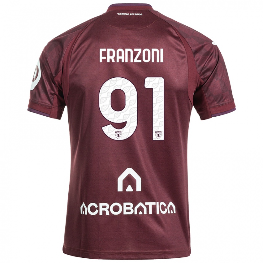 Homem Camisola Nicolò Franzoni #91 Branco Castanho Principal 2024/25 Camisa Brasil