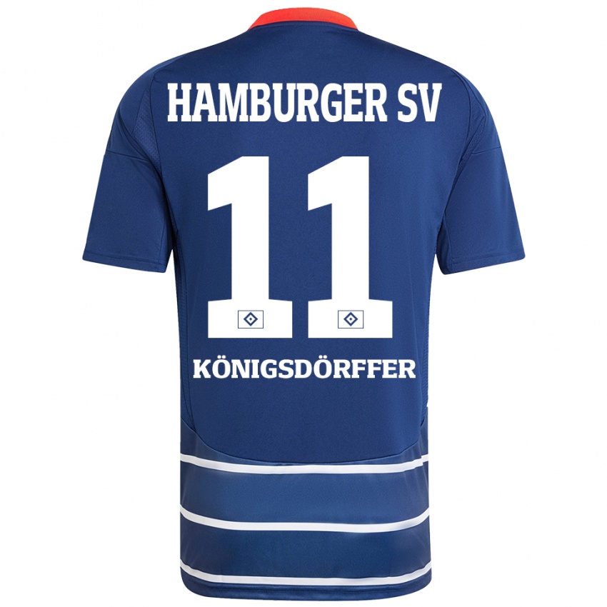 Homem Camisola Ransford Königsdörffer #11 Azul Escuro Alternativa 2024/25 Camisa Brasil