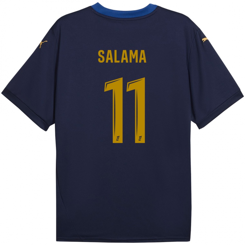 Homem Camisola Amine Salama #11 Ouro Da Marinha Alternativa 2024/25 Camisa Brasil