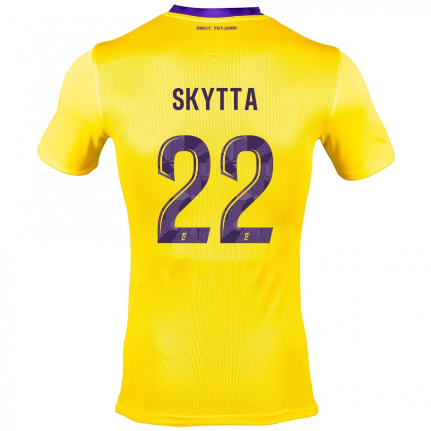 Homem Camisola Naatan Skyttä #22 Roxo Amarelo Alternativa 2024/25 Camisa Brasil