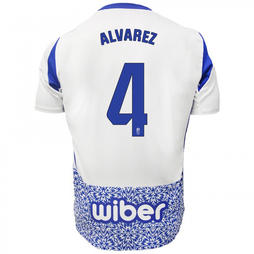 Homem Camisola Isabel Álvarez #4 Azul Branco Alternativa 2024/25 Camisa Brasil