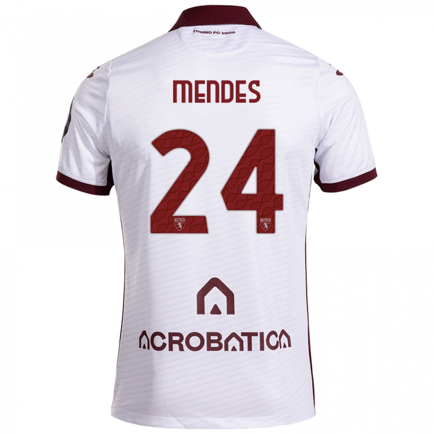 Homem Camisola Rodrigo Mendes #24 Castanho Branco Alternativa 2024/25 Camisa Brasil