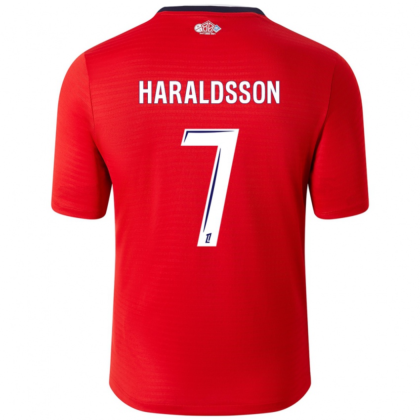 Mulher Camisola Hákon Arnar Haraldsson #7 Branco Vermelho Principal 2024/25 Camisa Brasil