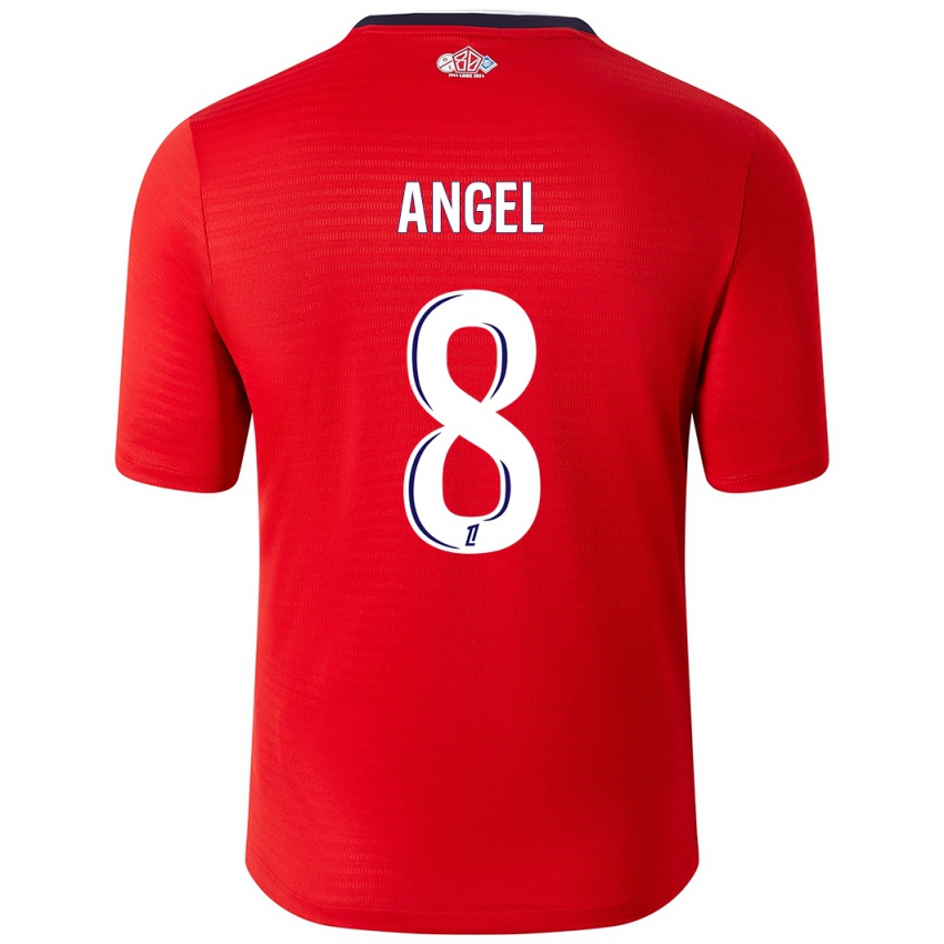 Mulher Camisola Angel Gomes #8 Branco Vermelho Principal 2024/25 Camisa Brasil