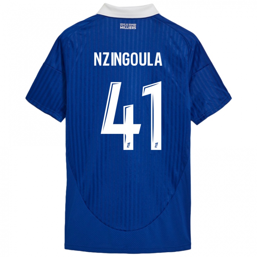 Mulher Camisola Rabby Nzingoula #41 Branco Azul Principal 2024/25 Camisa Brasil