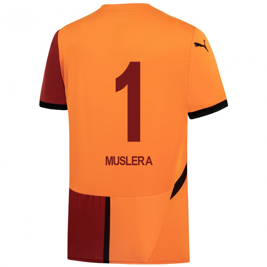 Mulher Camisola Fernando Muslera #1 Vermelho Amarelo Principal 2024/25 Camisa Brasil