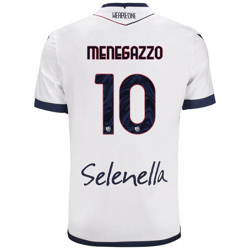 Mulher Camisola Lorenzo Menegazzo #10 Azul Real Branco Alternativa 2024/25 Camisa Brasil