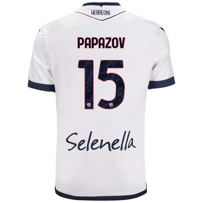 Mulher Camisola Dimitar Papazov #15 Azul Real Branco Alternativa 2024/25 Camisa Brasil