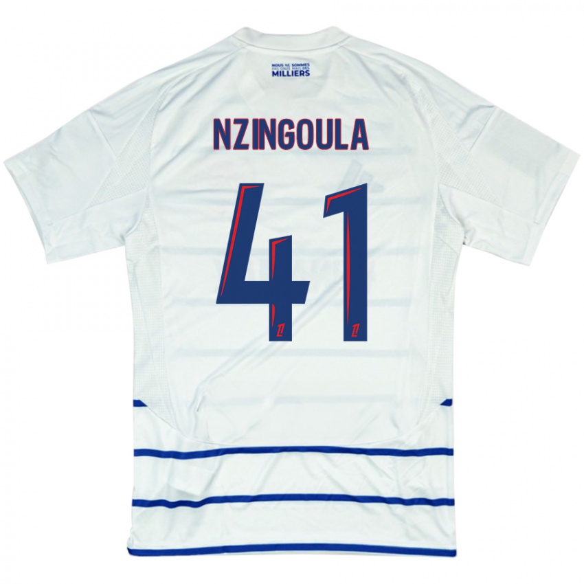 Mulher Camisola Rabby Nzingoula #41 Azul Branco Alternativa 2024/25 Camisa Brasil