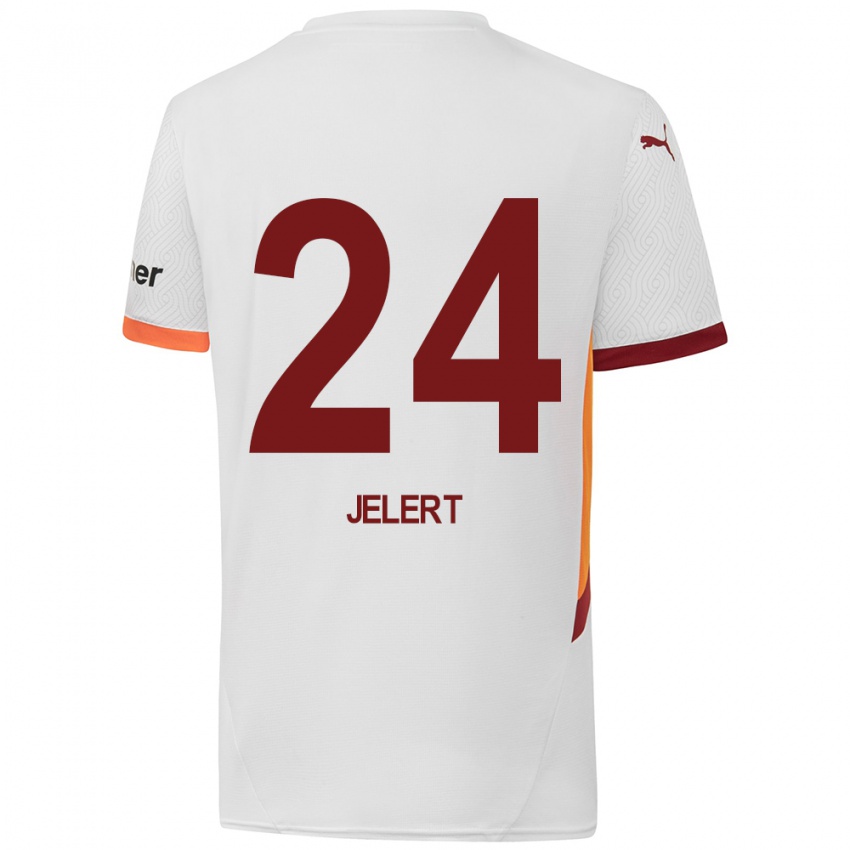 Mulher Camisola Elias Jelert #24 Branco Amarelo Vermelho Alternativa 2024/25 Camisa Brasil