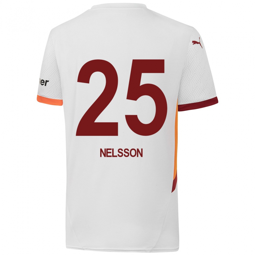 Mulher Camisola Victor Nelsson #25 Branco Amarelo Vermelho Alternativa 2024/25 Camisa Brasil