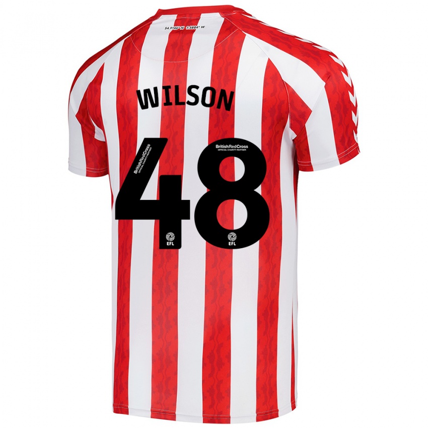 Criança Camisola Callum Wilson #48 Vermelho Branco Principal 2024/25 Camisa Brasil