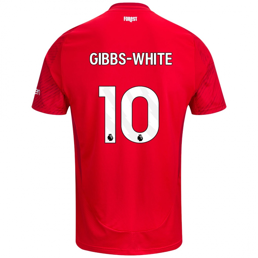 Criança Camisola Morgan Gibbs-White #10 Vermelho Branco Principal 2024/25 Camisa Brasil