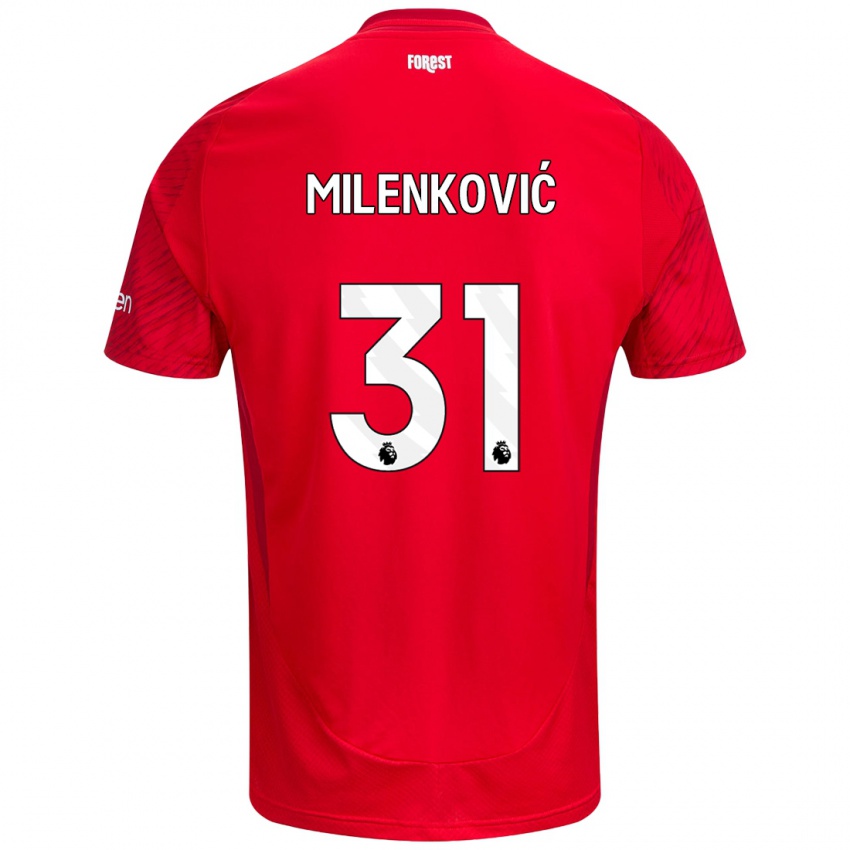 Criança Camisola Nikola Milenković #31 Vermelho Branco Principal 2024/25 Camisa Brasil