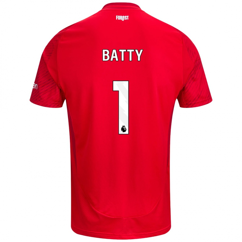 Criança Camisola Emily Batty #1 Vermelho Branco Principal 2024/25 Camisa Brasil