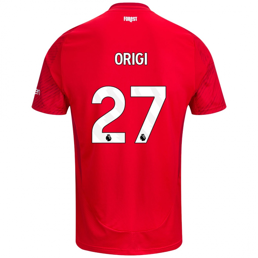 Criança Camisola Divock Origi #27 Vermelho Branco Principal 2024/25 Camisa Brasil