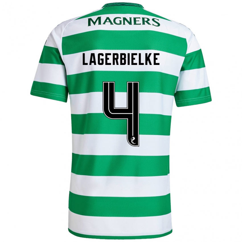 Criança Camisola Gustaf Lagerbielke #4 Branco Verde Principal 2024/25 Camisa Brasil