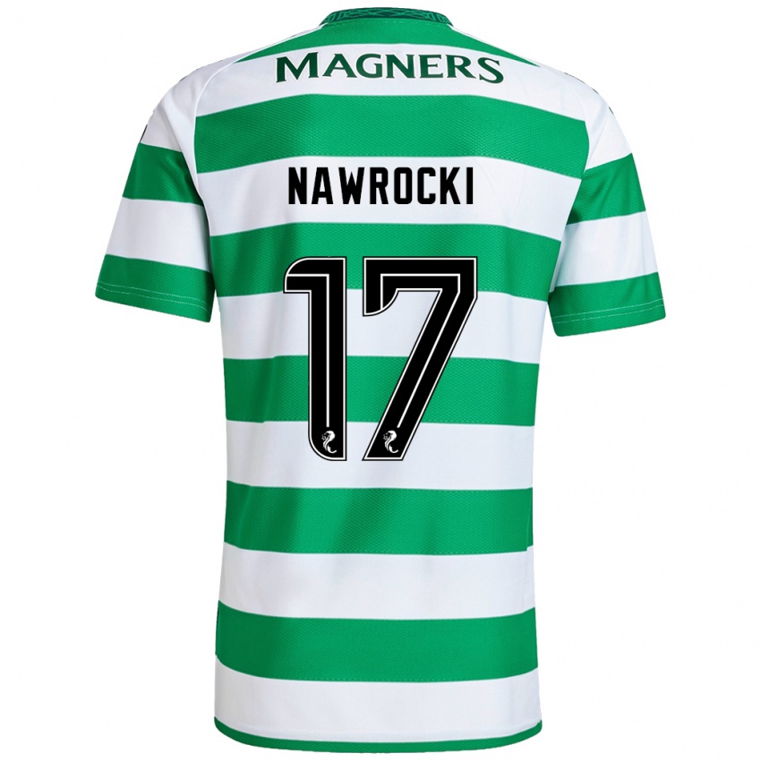 Criança Camisola Maik Nawrocki #17 Branco Verde Principal 2024/25 Camisa Brasil