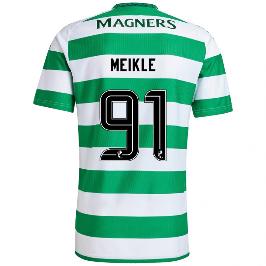 Criança Camisola Jamie Meikle #91 Branco Verde Principal 2024/25 Camisa Brasil