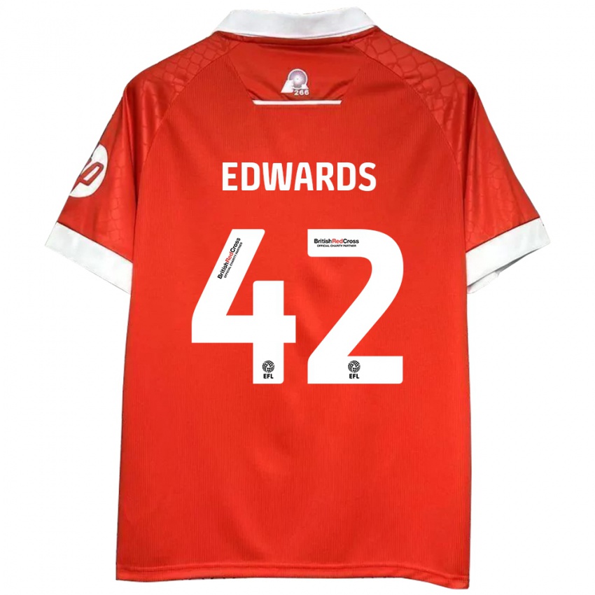 Criança Camisola Callum Edwards #42 Vermelho Branco Principal 2024/25 Camisa Brasil