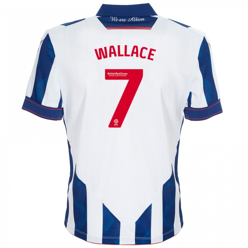 Criança Camisola Jed Wallace #7 Azul Escuro Branco Principal 2024/25 Camisa Brasil